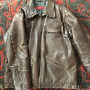 Men's Brown Leather Coat- (Medium)